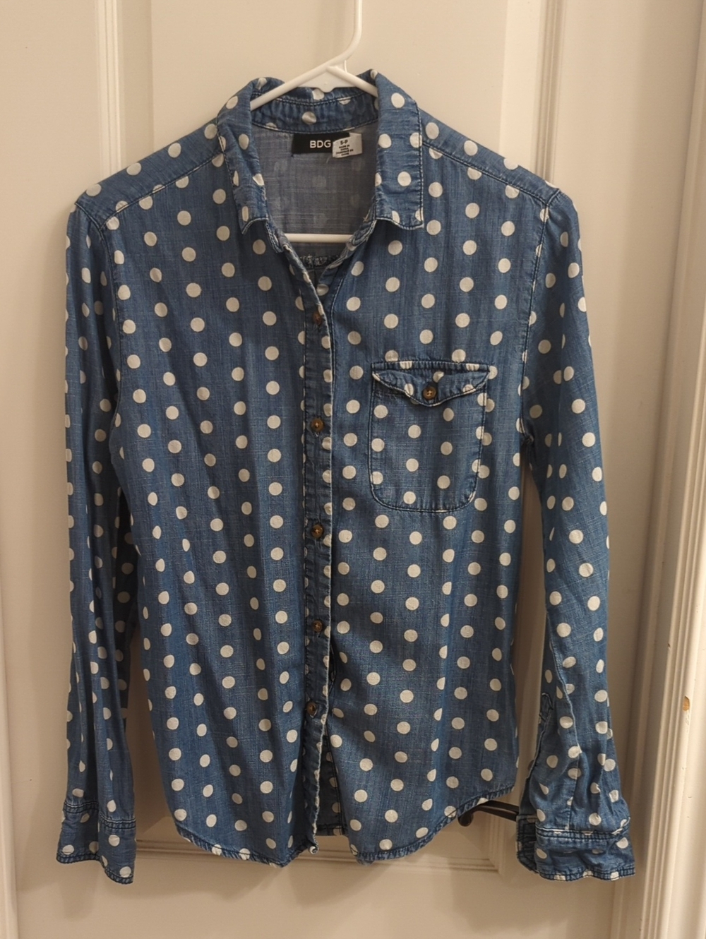BDG Polka Dot Denim Button Down Shirt